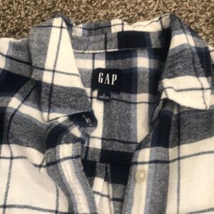 Blue and white flannel long sleeve shirt
